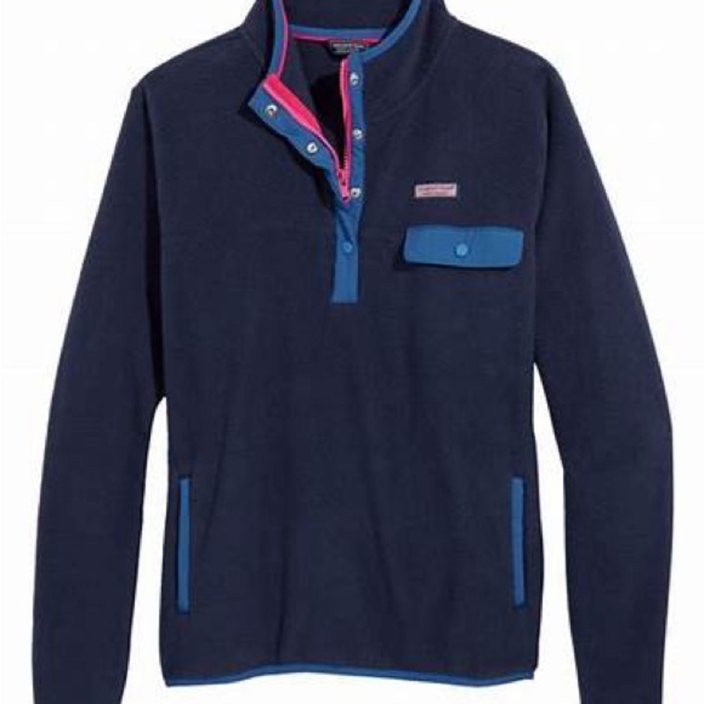 Vineyard Vines Blue Pink Boxy Polo Sweatshirt